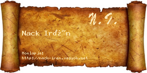 Nack Irén névjegykártya